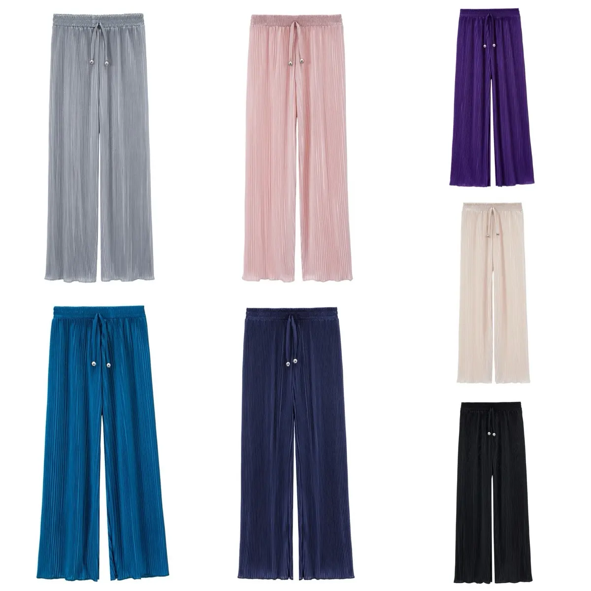 Elegant Pleated Wide-Leg Pants for Women - Lightweight, Flowy, Comfortable Lounge & Casual Wear - Multiple Colors Available Fit Trouser Womenswear Soft Basic