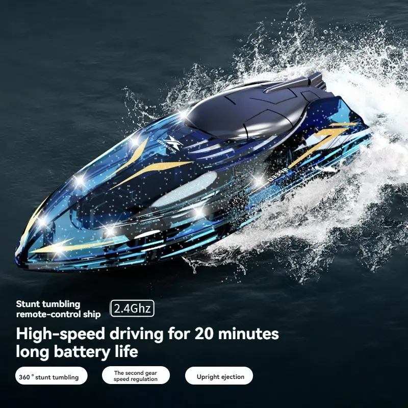 Remote Control boat Toy,1 Set 2.4G RC Control Rotating Drift boat Toy with Led Light music, Water Entertainment toys,Thanksgiving Birthday Party Gifts for kids and Adults,Back To School Essentials cars stunt children kanye
