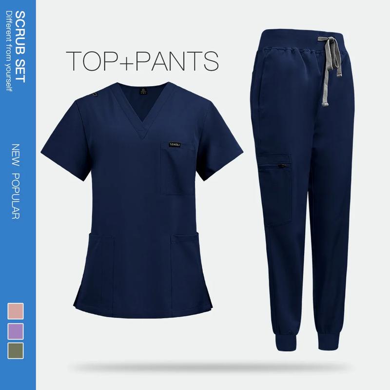 Product Introduction of Surgical Uniforms Woman Nursing Enfermeria Sets Top Pant Articles Medical Uniform Scrubs Clinical Beauty Salon hospital Suits 7