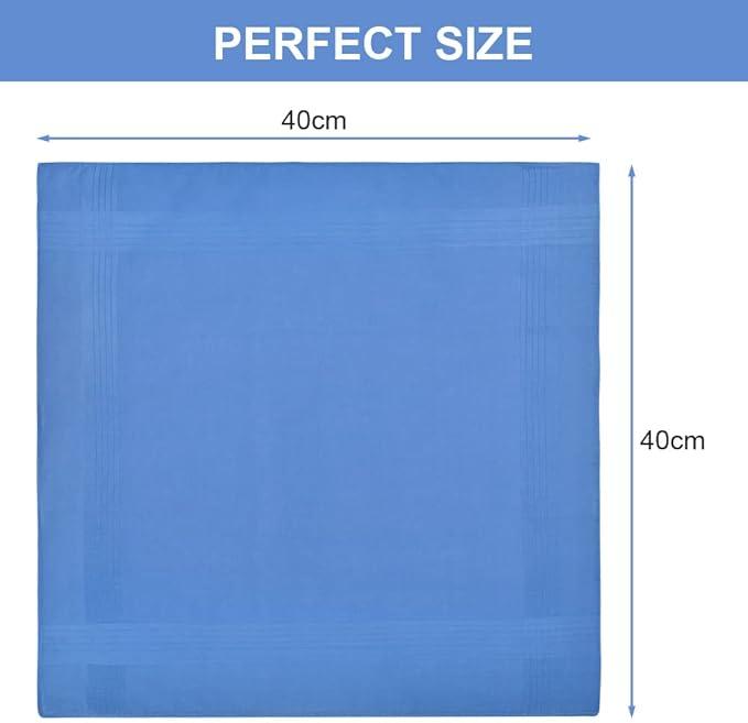 Men's Handkerchiefs, 12 Pack Large Cotton Gents Hankies Set, Mens Premium Handkerchiefs Pocket Square Hankies for Men and Women, Classic Hankie for Grooms, Weddings, Prom, Celebration, Party 1