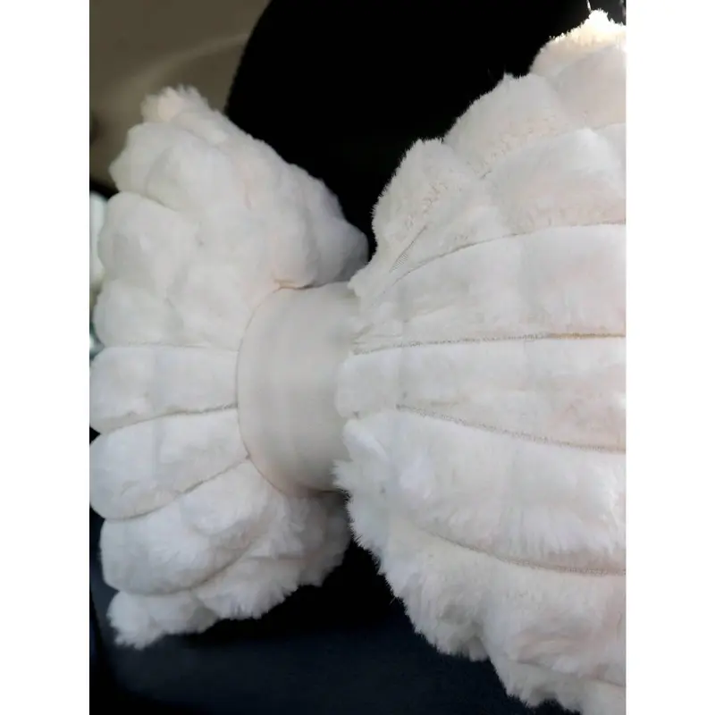 E&I     One Winter Warm Grid Pattern Car Neck Pillow in Plush Bowknot Style 5