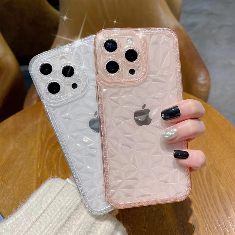 Product Introduction of 「Bubble Phone Case」Luxury Glitter Clear Diamond Texture Phone Case For iPhone 14 13 12 11 Pro Max X XR XS Max 7 8 Plus Lens Protection Soft Cover 9