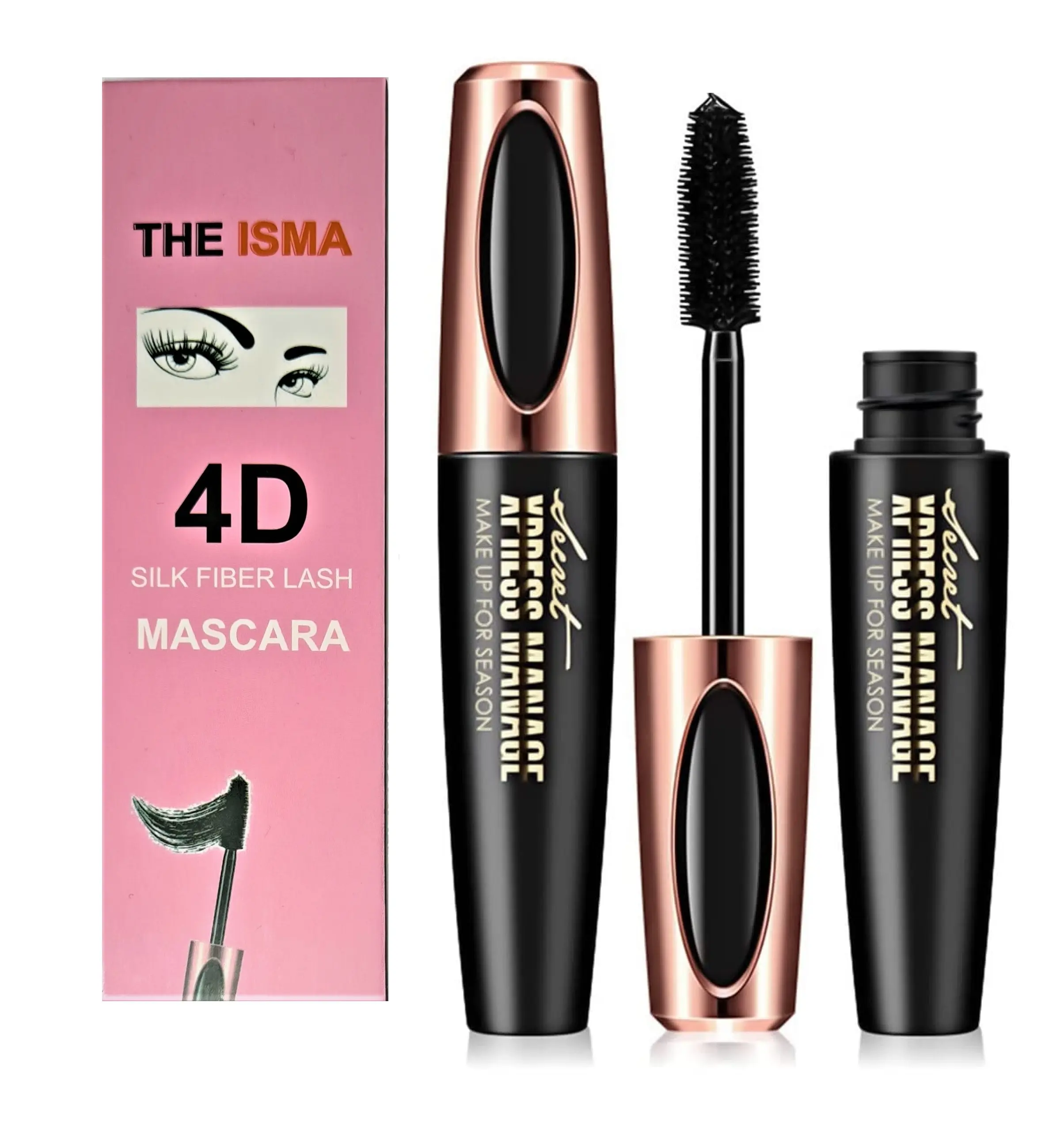 THE ISMA 4D Silk Fiber Lash Mascara Waterproof, Extra Long Lash Mascara and Thick, Long Lasting, Waterproof & Smudge-Proof Eyelashes