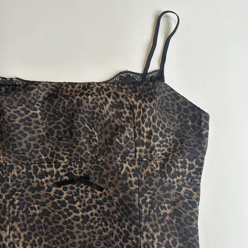 Leopard Print Camisole Cami Top Bow Lace Viral Womenswear Y2K Style Comfort Casual Style Fashion Adjustable Chic Day 1