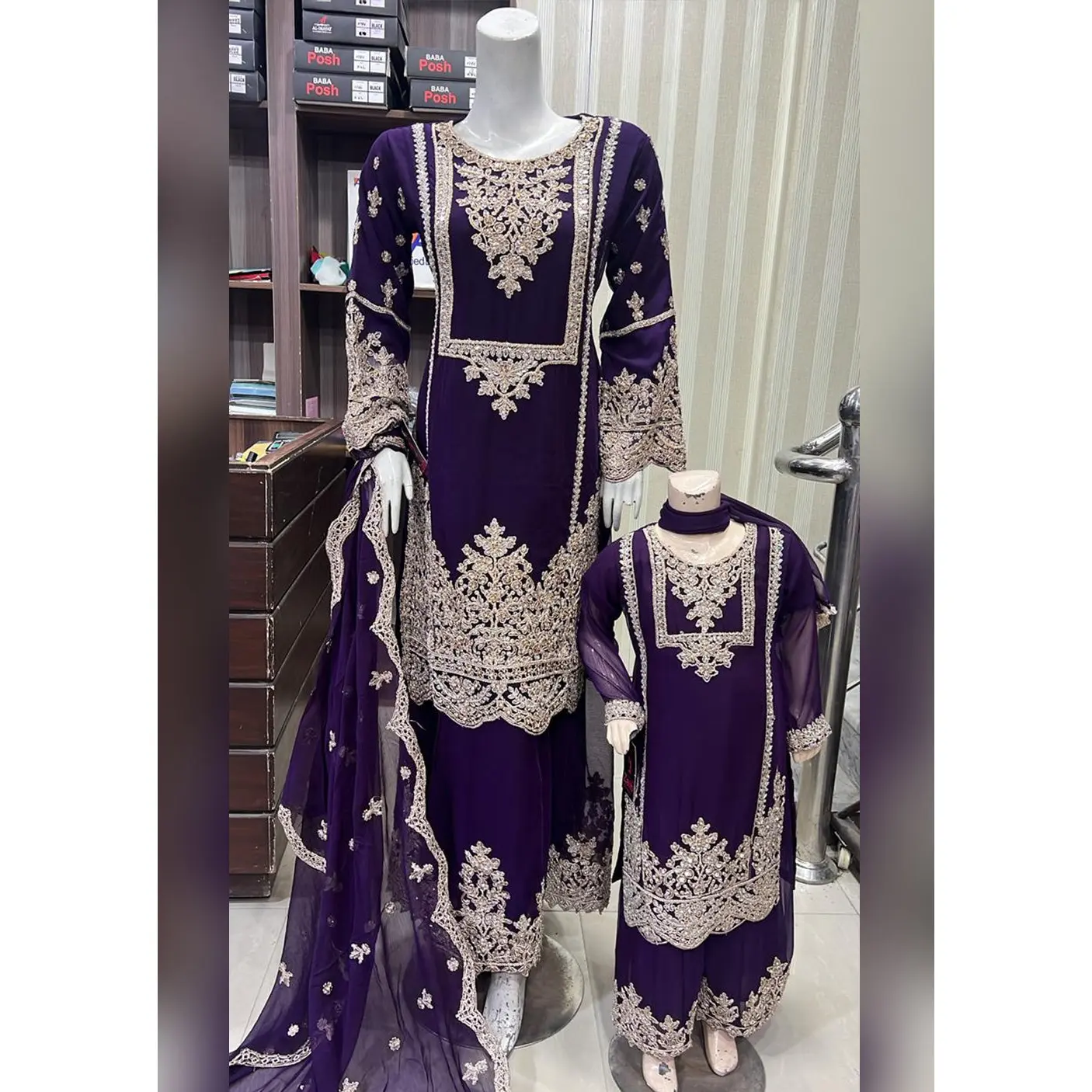 SHAZ9008 Chiffon Embroidered Mummy n Me Outfit