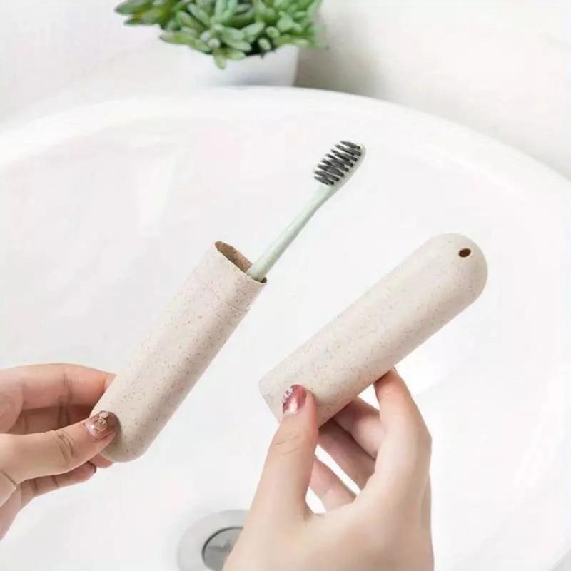 4 Pcs Eco Wheat Straw Toothbrush Travel Covers Holder Store Clean Brushes Holiday 5