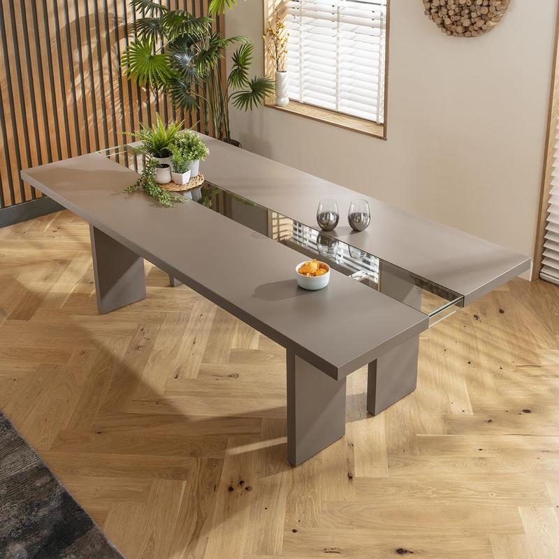 Nova 8 Seater Modern Dining Set Black & Taupe 4