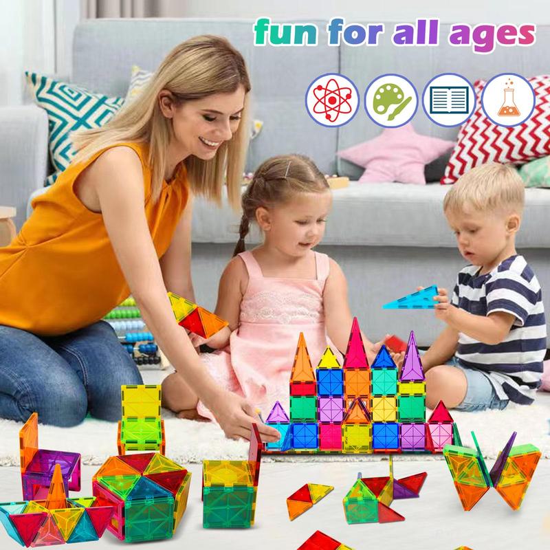 Magnetic Tiles Toys Ages 3-8 Boys Girls Gift Kids Magnetic Building Blocks Set Toys for Toddlers Creativity Gifts Toys for 3 4 5 6 7 8+ Year Old Girls Boys Christmas Birthday-34pcs 2