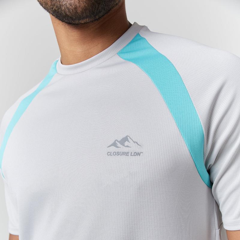 Cut & Sew Stripe Training Twinset I Ice Grey Aqua 2