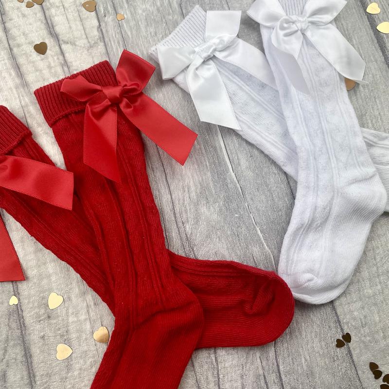 Baby Girl Knee High Socks in Pink, Red or White - All Seasons 3