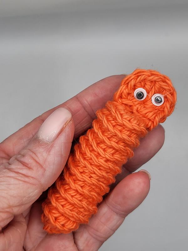 Cotton Crochet Worry Worm. Great for anxiety. Fab for blazer pockets. 7