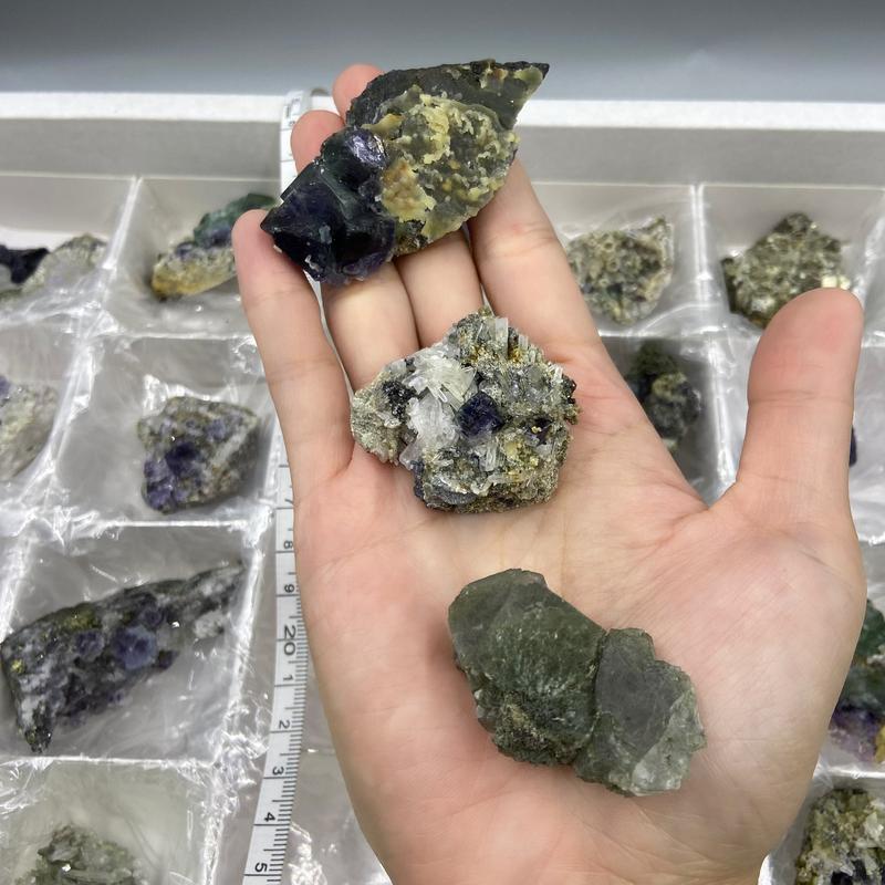 Purple Green Fluorite Clusters Specimens, Inner Mongolia China, Fluorite with Quartz, Cubic Fluorite Crystal 3