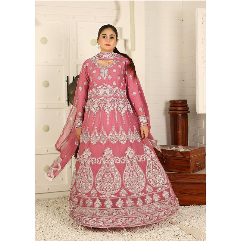 Mother & Daughter Ready to Wear Chiffon Maxi Dress Pink D-301 | Shop Pakistani Dresses 3