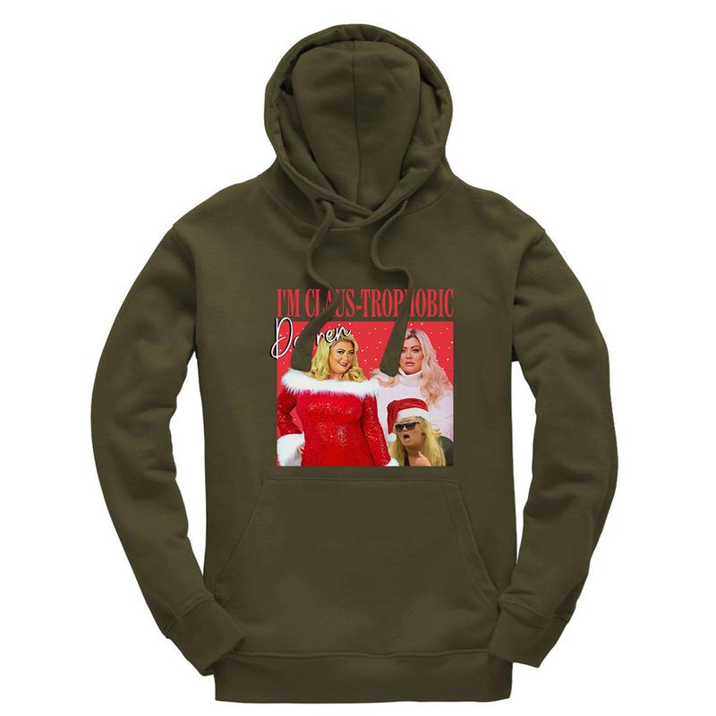 I'm claus-traphobic Darren Gemma Collins meme Hoodie hooded jumper Christmas Xmas Festive Novelty Trending meme 6