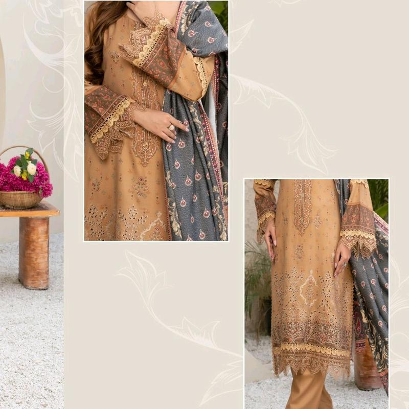 AIZA WINTER COLLECTION! DHANAK FABRIC 3 PIECE SUIT WITH PASHMINA SHAWL 3