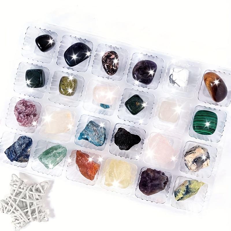 Christmas Advent Calendar Mysterious Crystal Gem 24 Day Christmas Countdown Calendar Gift, Contains 24 Bulk Natural Crystal Gemstones, Rock Crystal Mixed Pack, Collectible Minerals, Educational Science Set, Christmas Gift Set Crystal Stone Ornaments 3