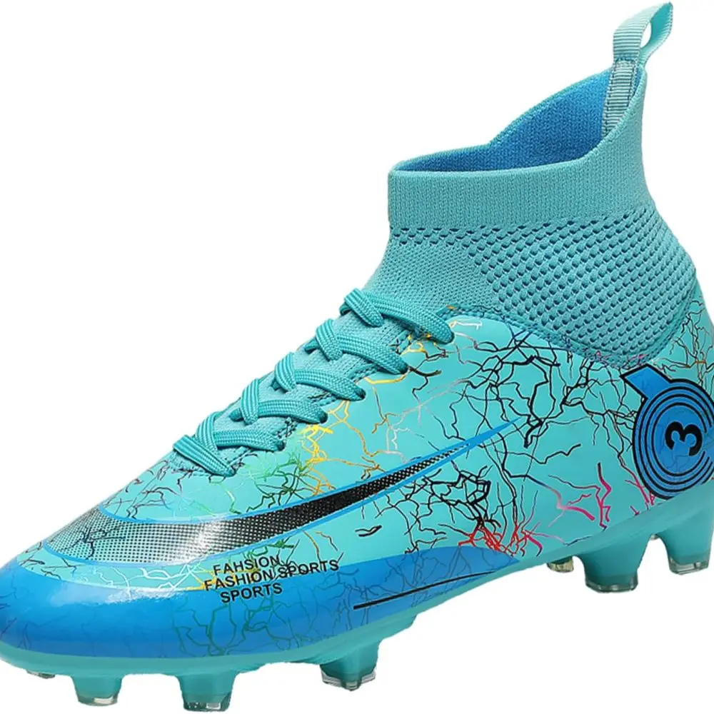 Boys' Football Boots Kids Girls Turf High Top Spikes Non-Slip Junior Soccer Shoes Sports Shoes Soccer Athletics Training Shoes Outdoor Sneakers for Unisex