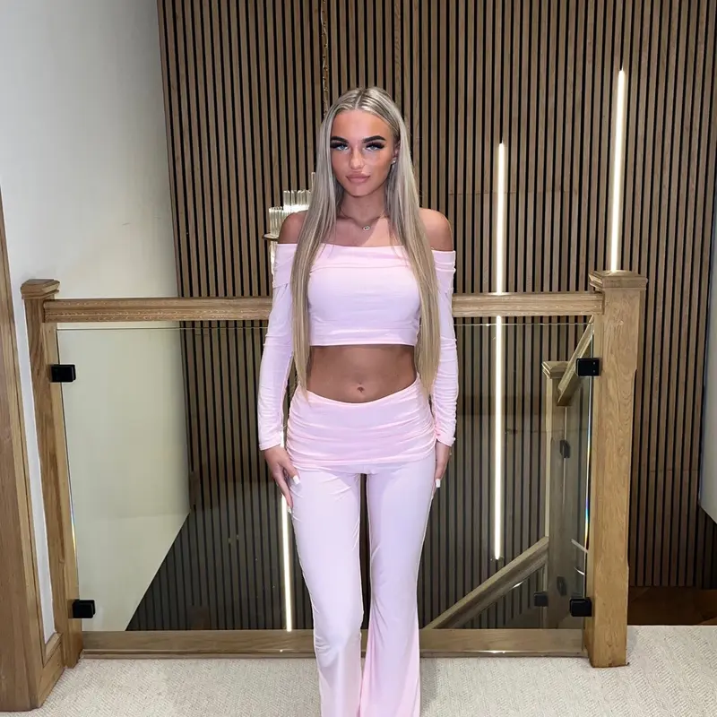 “Charlotte” Off the shoulder two piece Cropped Flared Matching Top 2