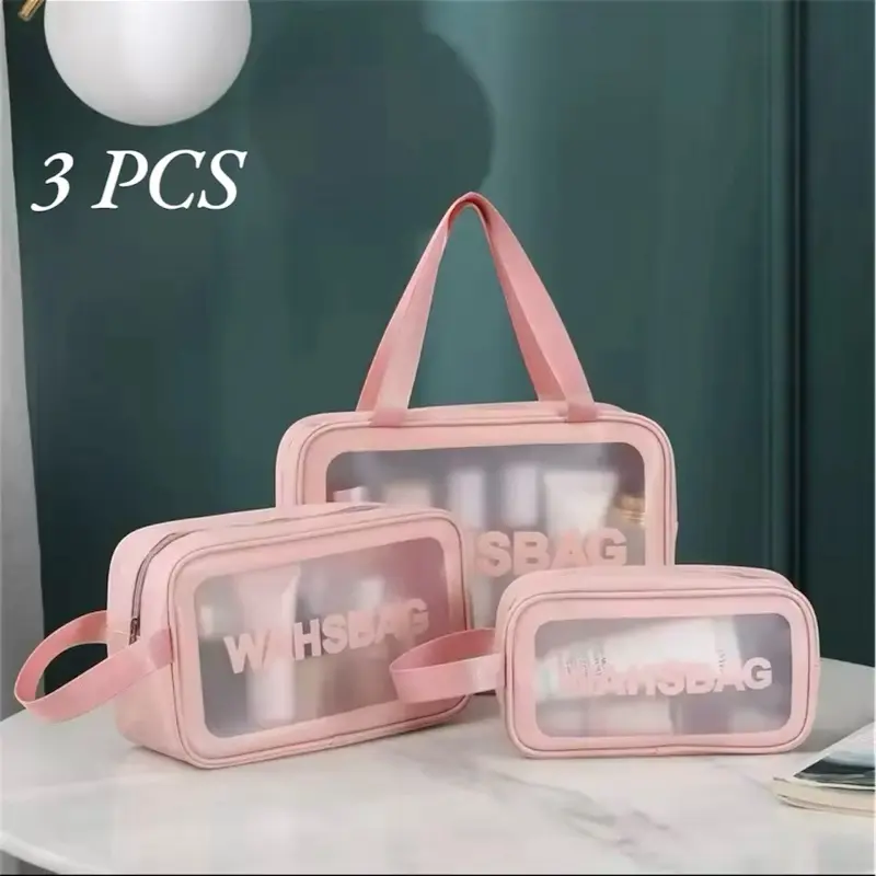 Travel Storage Toiletry Organize Women Waterproof PVC Cosmetic Portable Bag Transparent Zipper Make Up Case Female Wash Kit