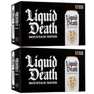 Liquid Death Still Mountain Water Can 500ml - Pack of 24 (2x 12pk) Murder your thirst with Drinking Water from the Alps Beverage