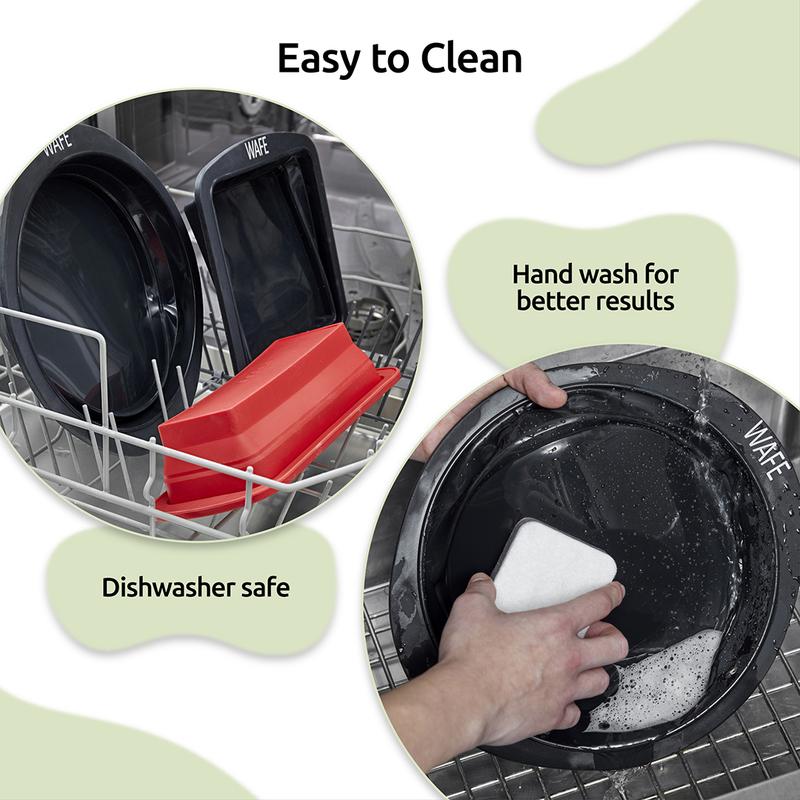 2 Pack WAFE Collapsible BakeMate Round Cake Loaf Bakeware Tin Silicone Desserts 8