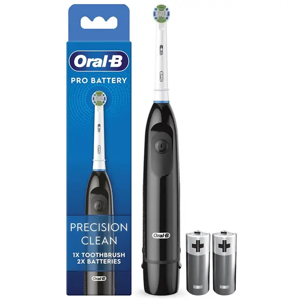 Oral-B Pro Battery Toothbrush with Precision Clean Brush Head and 2 x AA Batteries, Black