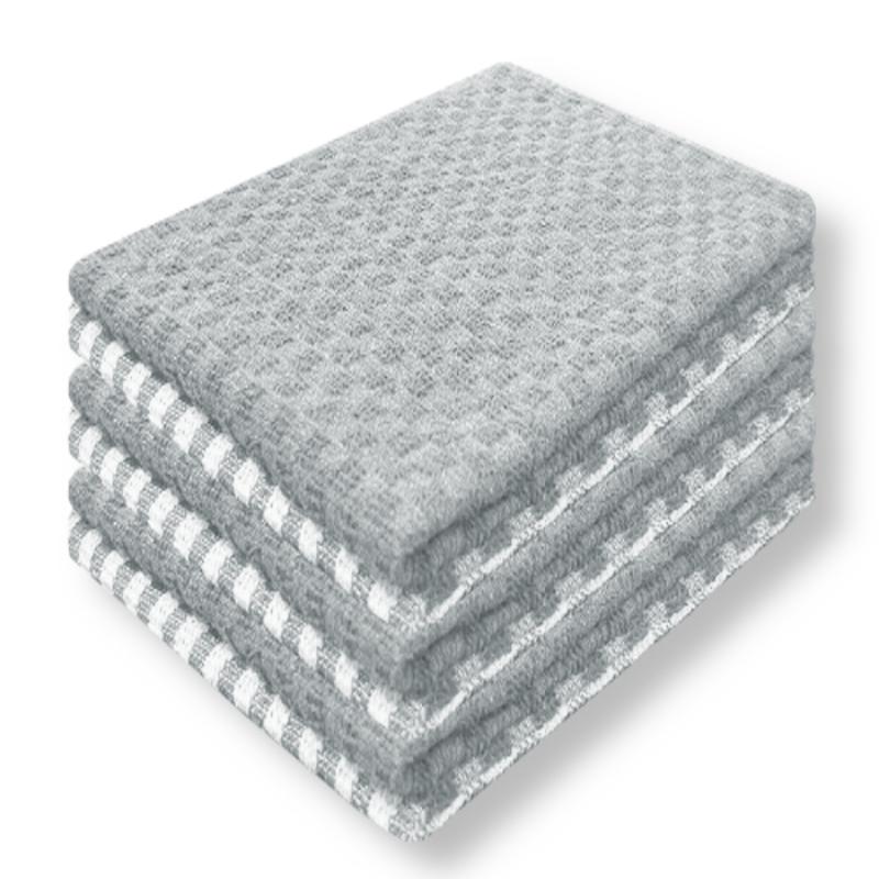 Mono Check Tea Towels Pack of 6 or 12 - Cotton Absorbent Long Lasting Kitchen Tea Towels Set Cleaning Cloth 2