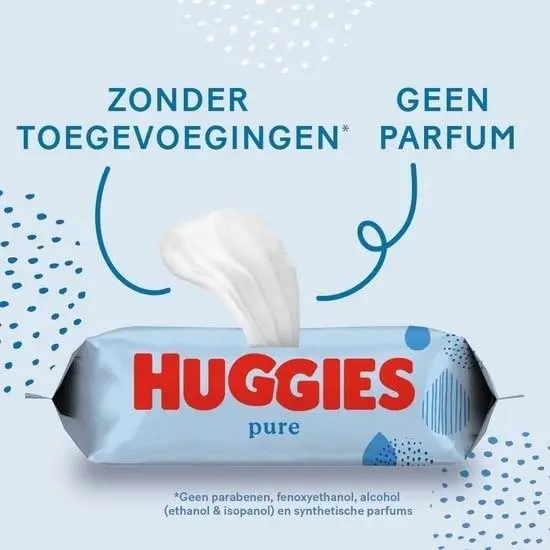 Huggies Pure Baby Wipes, 18 Packs (1008 Wipes) - 99% Pure Water, Fragrance-Free - Gentle, Natural Wet Wipes for Baby Cleaning and Protection 1