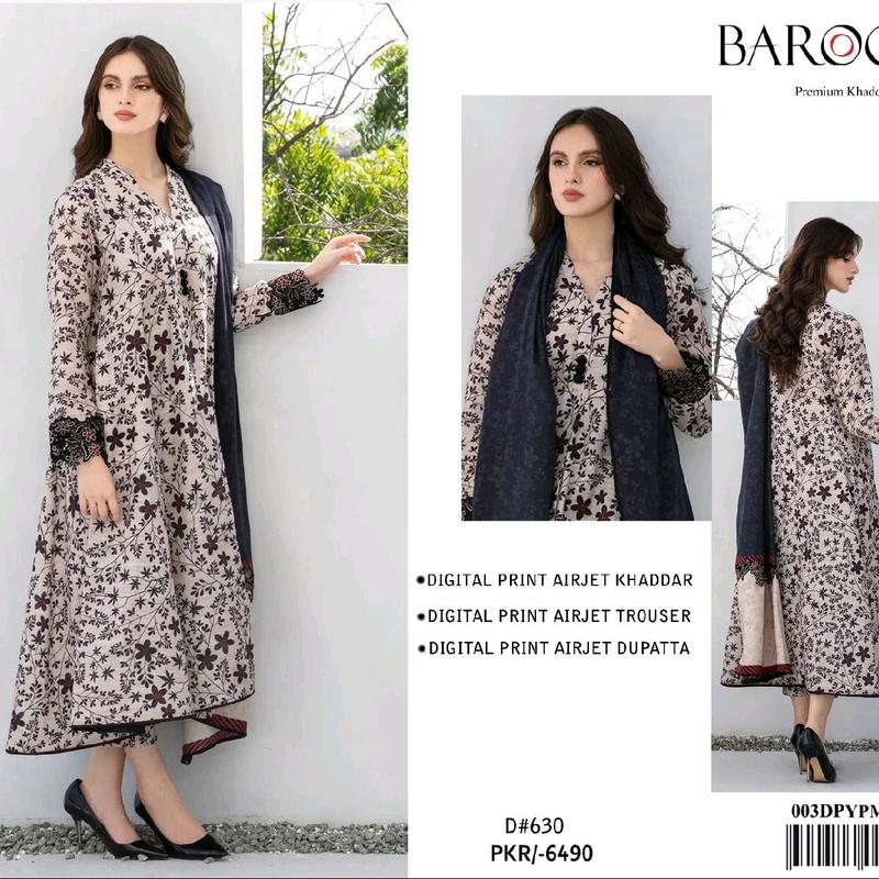 Casual Printed Khaddar Unstitched Suits for Women - Womenswear 3