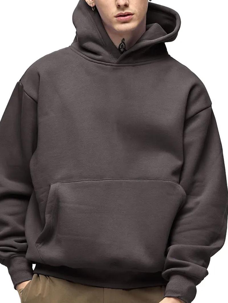 Product Introduction of 500GSM Heavy Weight Fashion Men's Hoodies New Autumn Winter Casual Thick Cotton Men's Top Solid Color Hoodies Sweatshirt Male 1