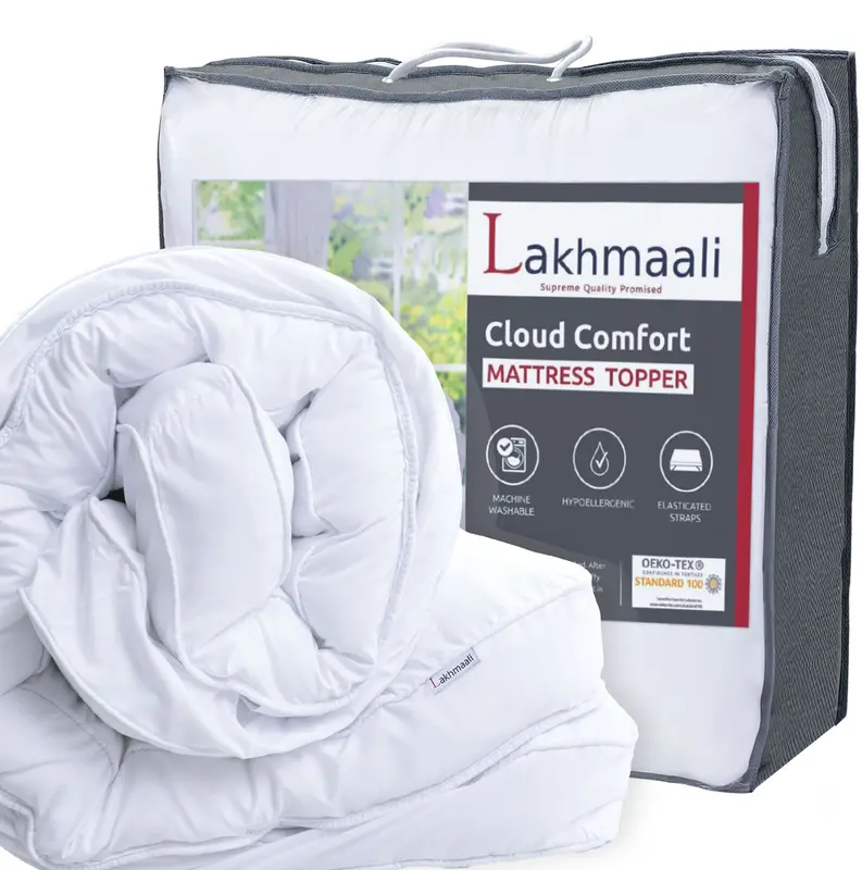 Super Soft Mattress Topper 10cm Deep Luxury Hotel-Quality Washable Non-Allergenic Super Absorbent Comfort at Home Super Soft & Plush Box Stitched Quilted Bed Topper with 4 Corner Strap Available in ALL UK Sizes Money Back Guarantee 5