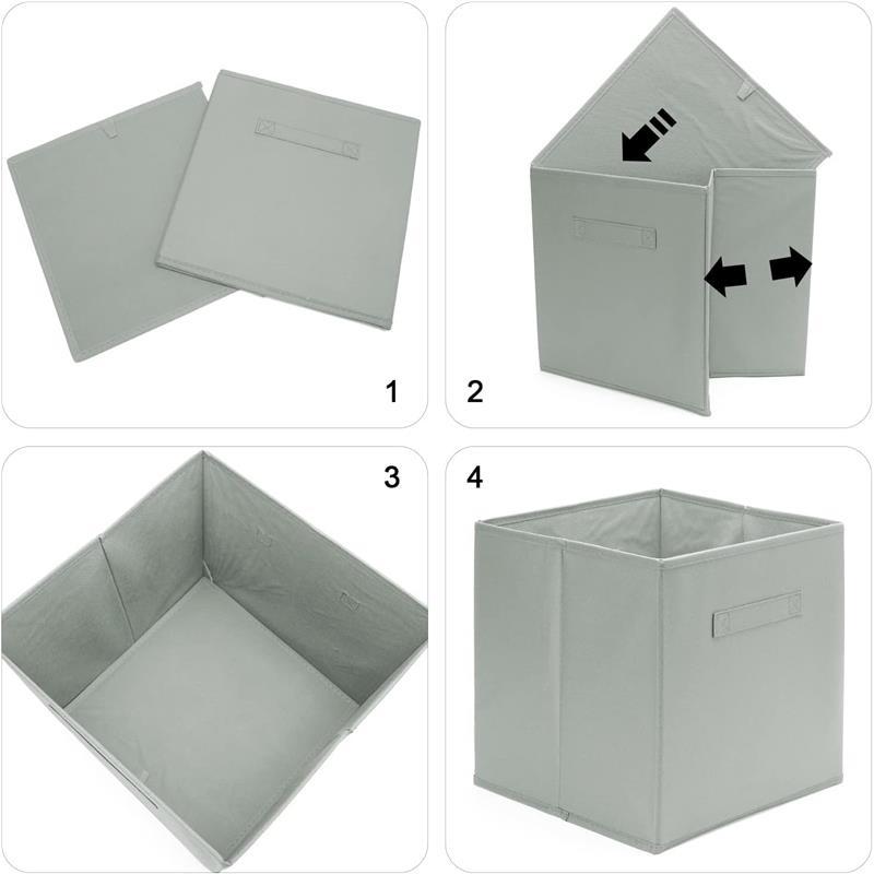 Set of 8 Foldable Storage Box, 33 x 38 x 33 cm, Fabric with Handles Storage Cubes And Cloth Storage Organizer Drawer For Closet And Toys Storage, Gray 2