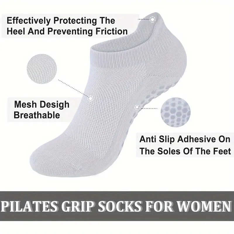 Product Introduction of ANIELGARD   4pcs Women's Breathable Non-Slip Yoga Socks, Perfect for Pilates, Barre, Ballet and Home Exercise, Comfortable to Wear. 2
