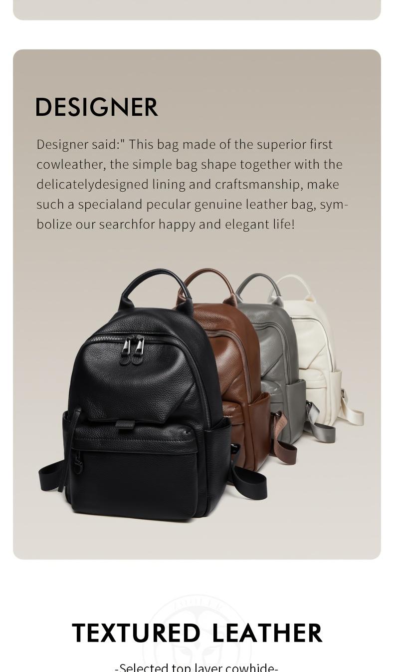 Product Introduction of This Stylish And Minimalist Large-Capacity Women'S Backpack Made of Top-Layer Cowhide Is Perfect for Commuting, Work, And Vacations. 1
