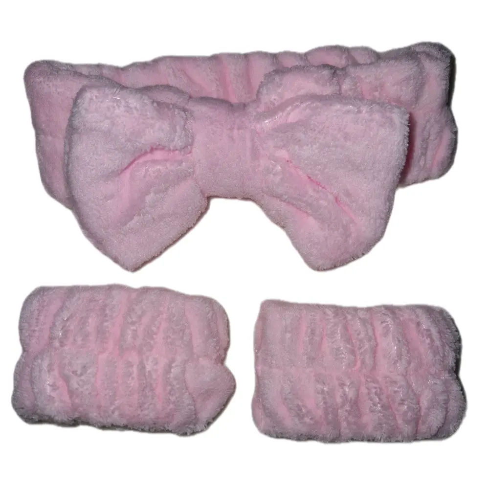 pink spa bow head and wrist bands