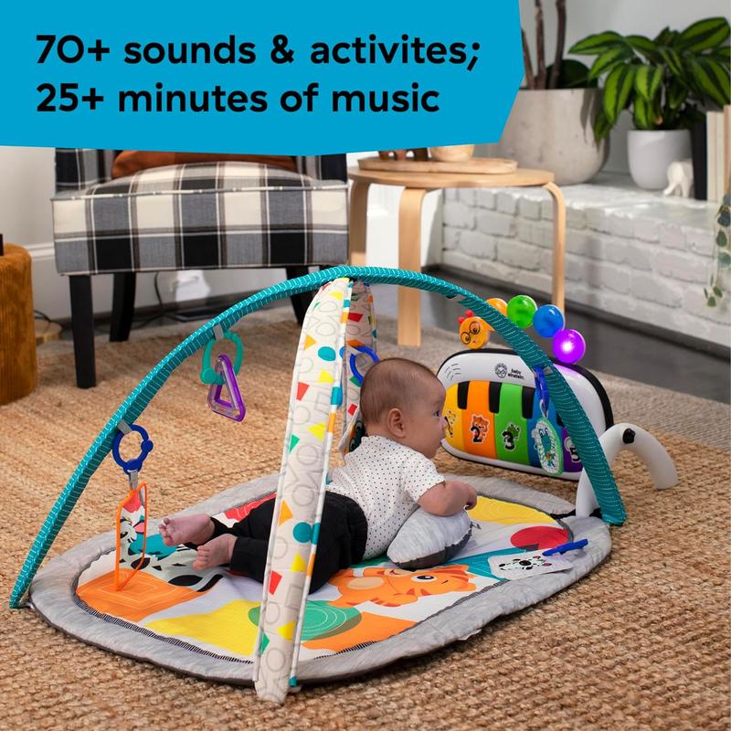 4-in-1 Kickin' Tunes and Language Discovery Play Gym with Piano, Mat with Detachable Activity Toys, Lights, Sounds and Music, Ages Newborn + 2