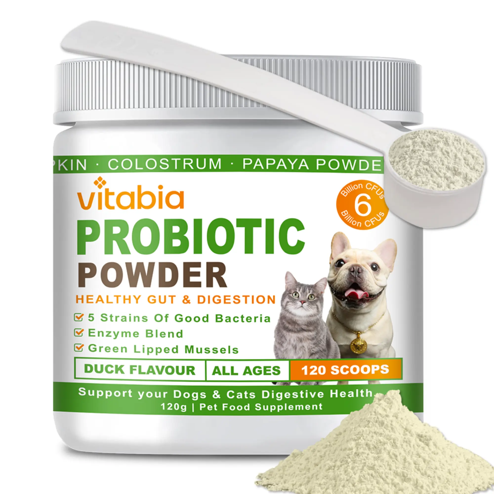Probiotics For Dogs and Cats Powder - Natural Dog Treats For Gut Health, Dog Itchy Skin Relief, Scooter Gland Treatment For dogs cats With Green Lipped Mussels, Psyllium Husk, Pumpkin, Probiotics Dog