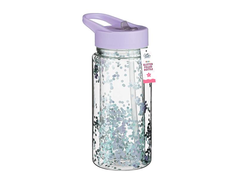 Girls & Boys Glitter Filled  260ML with Purple and Pink Lid  Water Bottles Portable Drinkware Tumbler Cup Mug 2