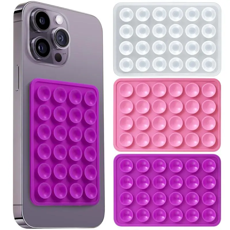 Mixed Silicone Suction Phone Case Mount,3PCS Non Slip Suction Cup Phone Mount,Hands-Free Phone Accessories Holder for Selfies and Videos,Silicon Adhesive Phone Stand Sticky for Cell Phone Back to school Accessories