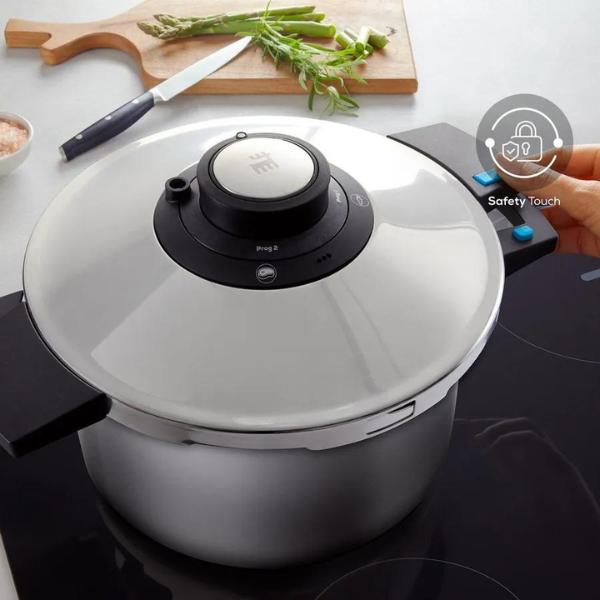 Karaca Quick and Safe Stainless Steel Induction Pressure Cooker Set, 2 Piece, 4L+6L, Black Silver Cookware Lid 5