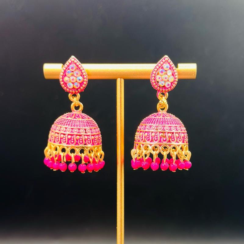 Tear Drop Shaped Dome Jhumka Earrings 2