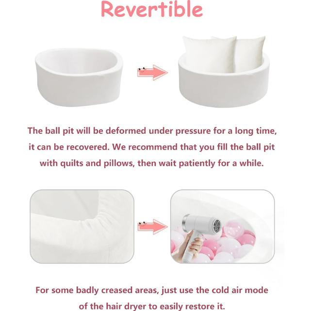 Kids Foam Ball Pit, Kiddie Balls Pool Soft Baby Playpen Indoor Outdoor, Memory Foam Ball Pit For Children Toddler Boys Girls White smyths  ball 6