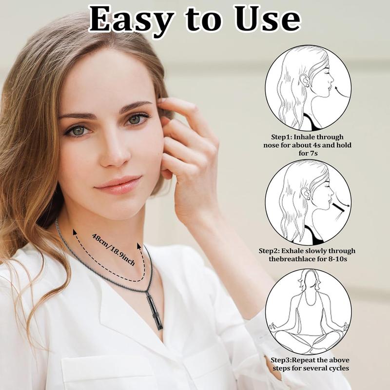 Breathlace Breathing Necklace for Men and Women - Anxiety Relief and Meditation Tool (Black) 2