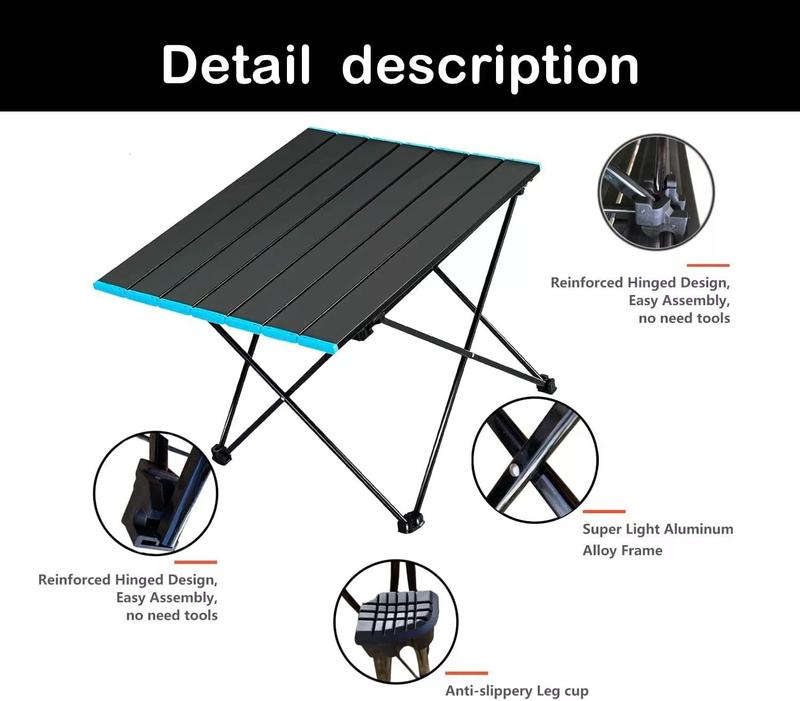 Folding Camping Tables With Carry Bag Portable Garden Picnic BBQ Beach Fishing 3