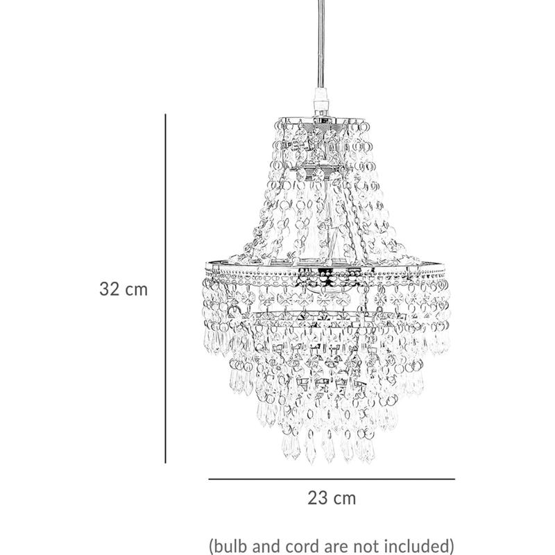 3-Tier Clear Chandelier Light Shade | Lamp Shade for Pendant Light Ceiling Light Shade Acrylic Crystal Chandelier Easy Fit Lampshades for Ceiling Lights for Living Room Bedroom Kitchen Hallway 1
