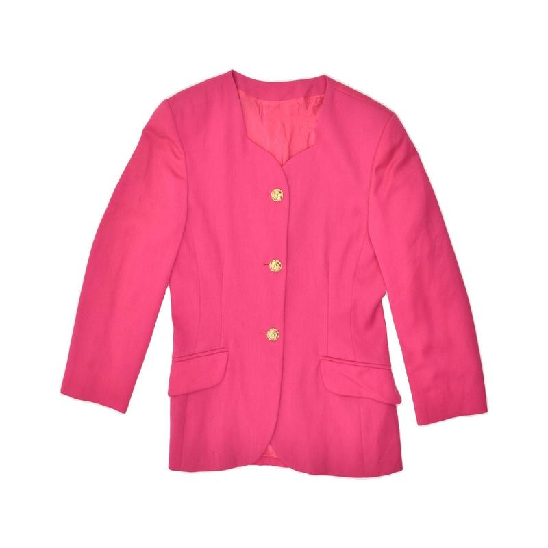 Pre-Owned VINTAGE Womens 3 Button Blazer Jacket IT 42 Medium Pink Virgin Wool 0
