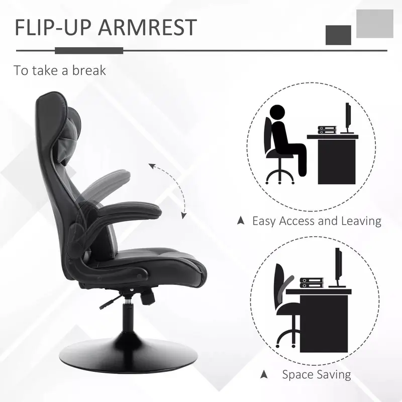 Black Ergonomic Leather Gaming Chair With Fixed Base - Take Your Gaming To The Next Level 8