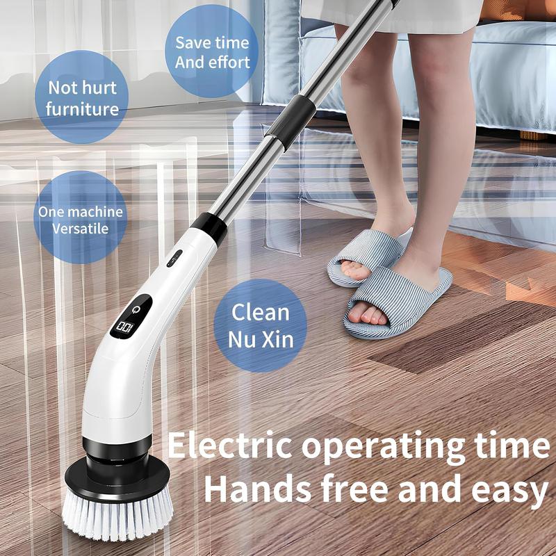 Electric Spin Scrubber Upgrade 9 in 1 Electric Cleaning Brush 420RPM Powerful Cleaning 1.5H Bathroom Scrubber Dual Speed with Extension Arm for Kitchen Car Tile Wall Floor Shower 8