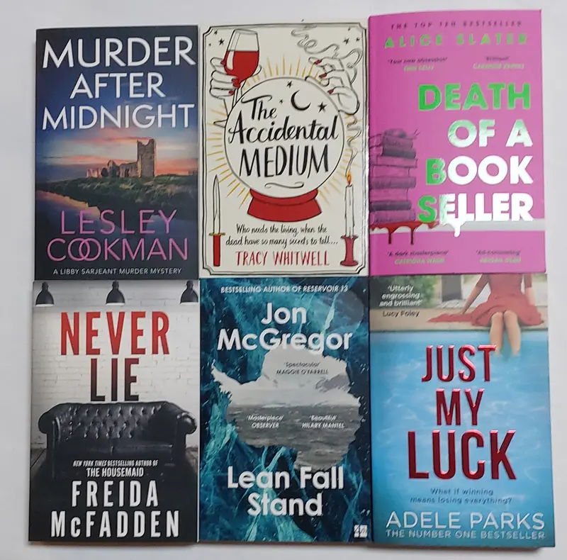 Mystery Box with 5 Items: Book, Bookmark, Keychain, Pens, and Socks 1