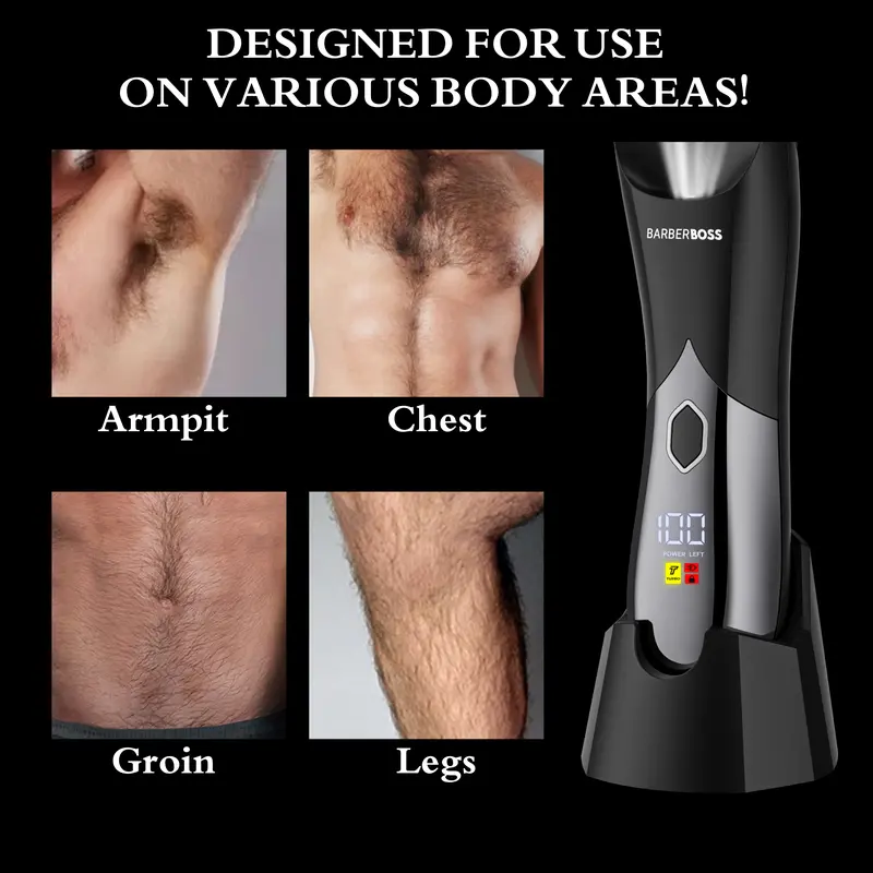 BarberBoss Body Groomer for Men - Ball and Body Hair Trimmer, Groin, Pubic, and Body Shaver, Model  Comfort Smooth Adjustable, QR-2020 3